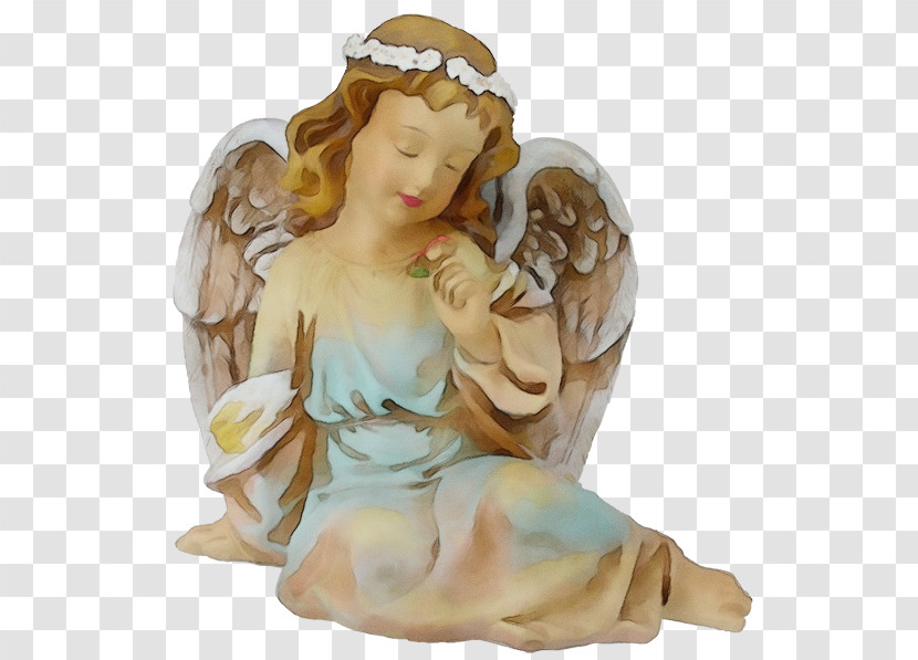 Angel Figurine Statue Classical Sculpture Kneeling Transparent PNG