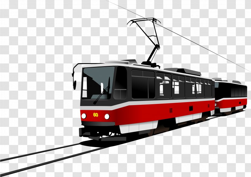 Bus Tram Clip Art - Train - Red Vector Diagram Transparent PNG