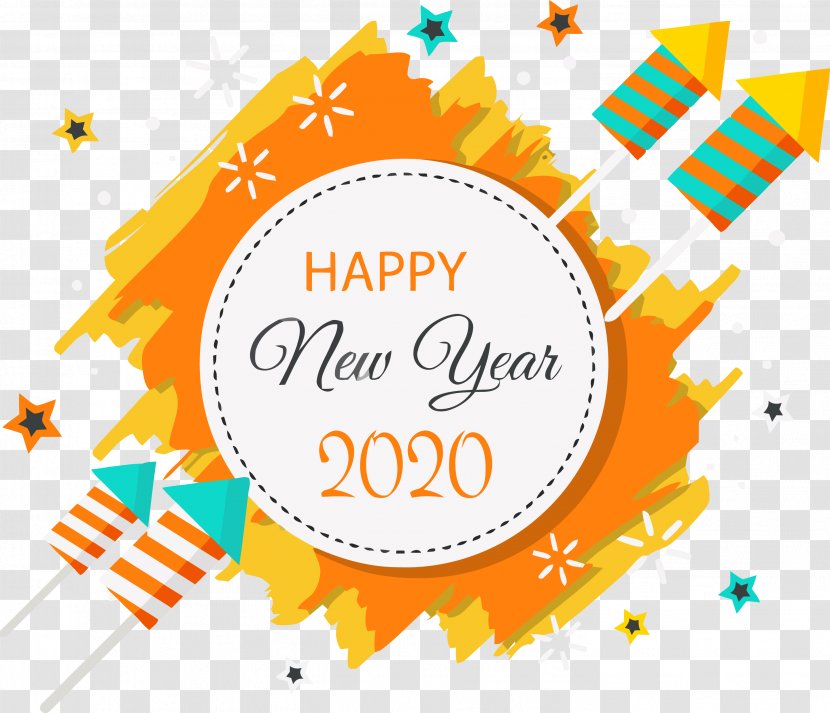 Happy New Year 2020 Years Orange Logo Leaf Transparent Png