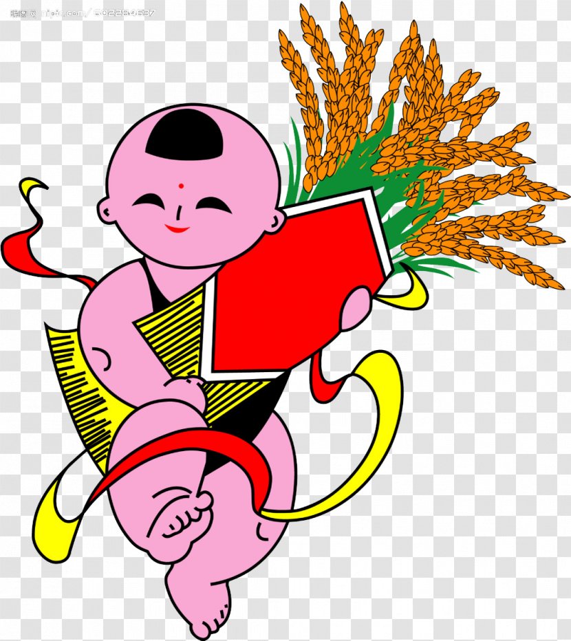 Oryza Sativa Rice Cartoon - Holding The Wheat Doll Transparent PNG