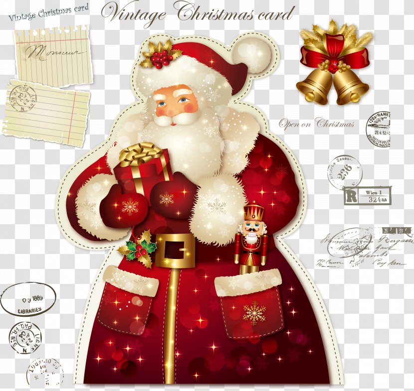 Santa Claus Wedding Invitation Christmas Card Greeting - Holiday Ornament - Vector Transparent PNG