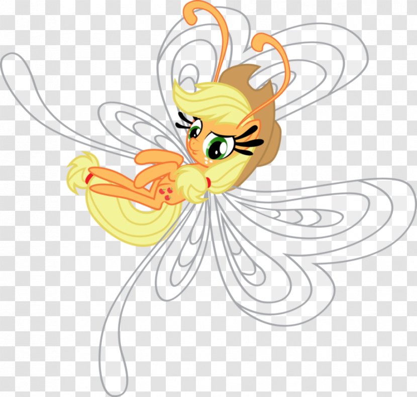 Applejack Fluttershy Pinkie Pie Butterfly Rainbow Dash - Yellow Transparent PNG