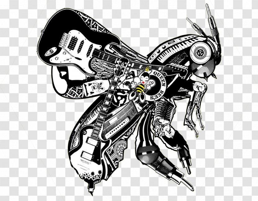 Automotive Design Cartoon Insect - Black And White - Queen Bee Transparent PNG