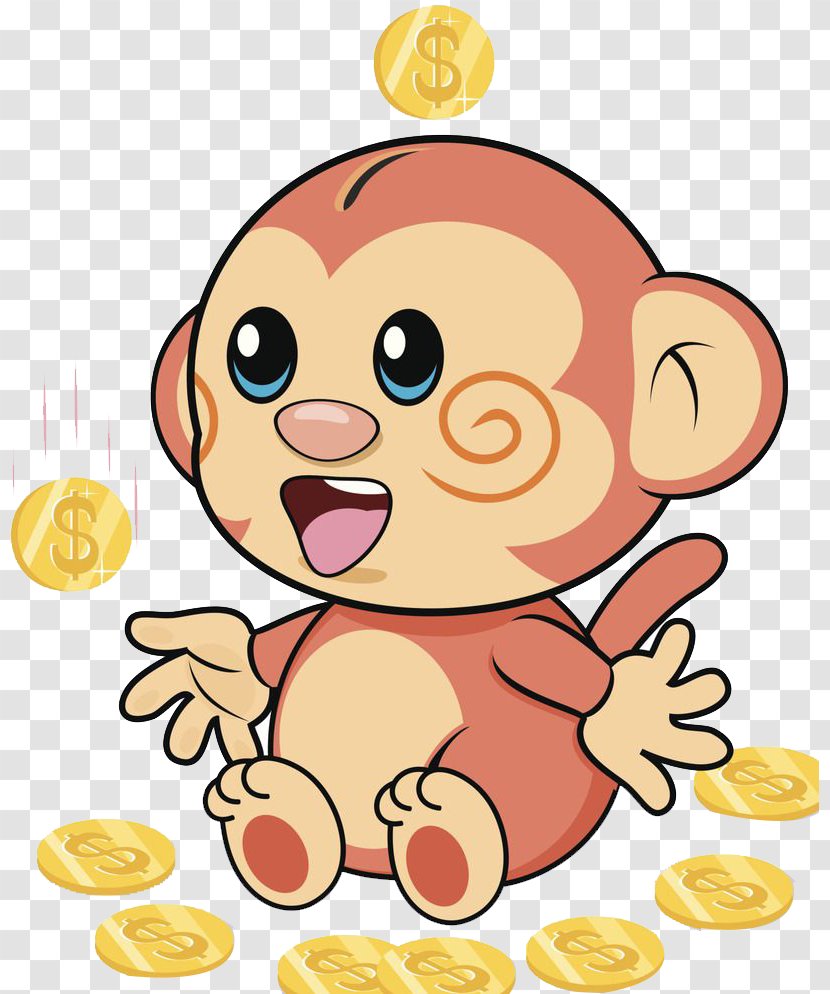 Monkey Illustration - Cartoon - Golden Monkey,Golden Transparent PNG