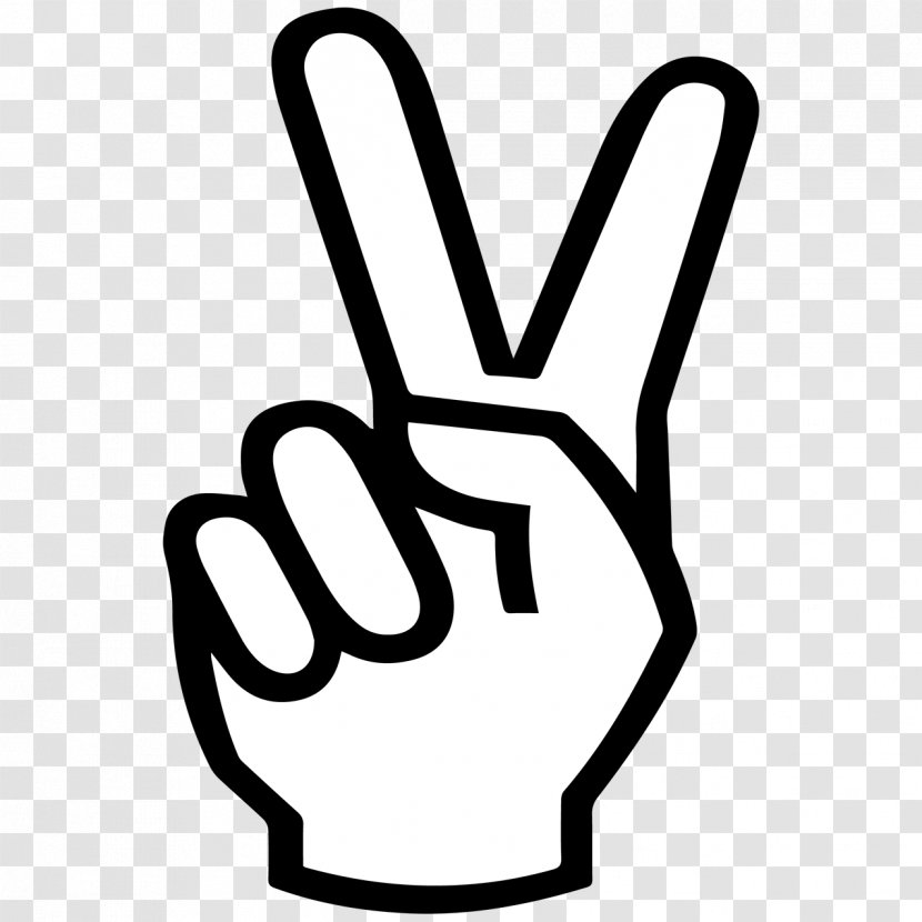 V Sign Peace Symbols Drawing - Monochrome Photography - Points Of Interest Transparent PNG