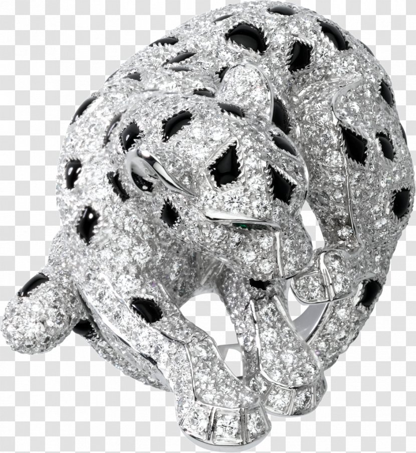 Cartier Ring Emerald Onyx Diamond - Platinum Transparent PNG