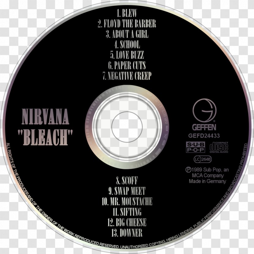 Compact Disc Disk Storage - Nirvana Bleach Transparent PNG