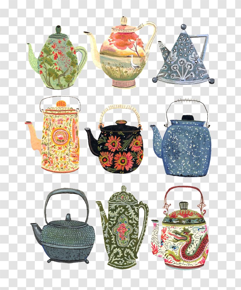 Teapot Art Illustrator - Tea Watercolor Transparent PNG