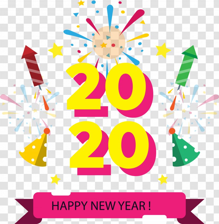 2020 Happy New Year - Confetti Celebrating Transparent PNG