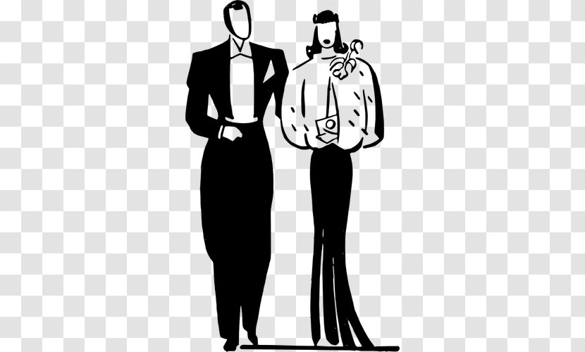 Clip Art Couples - Black And White - Formal Wear Transparent PNG