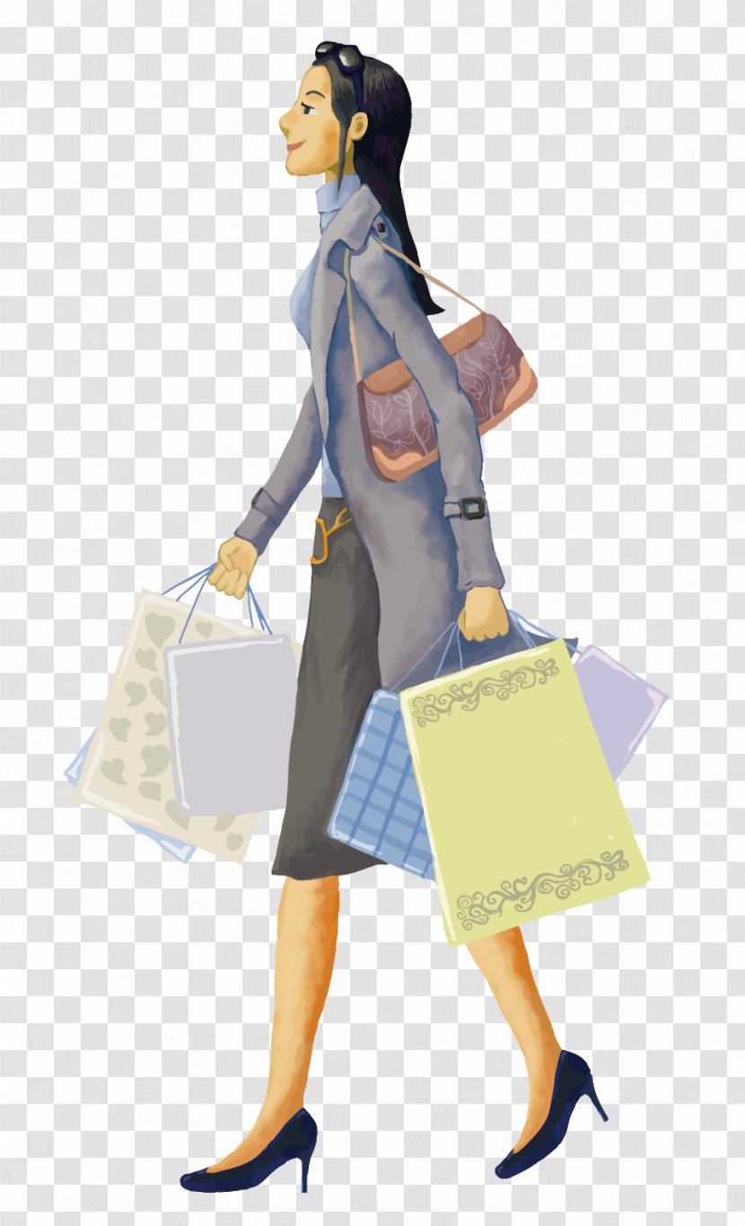 Template Cartoon Illustration - Costume - Vector Shopping Woman Transparent PNG