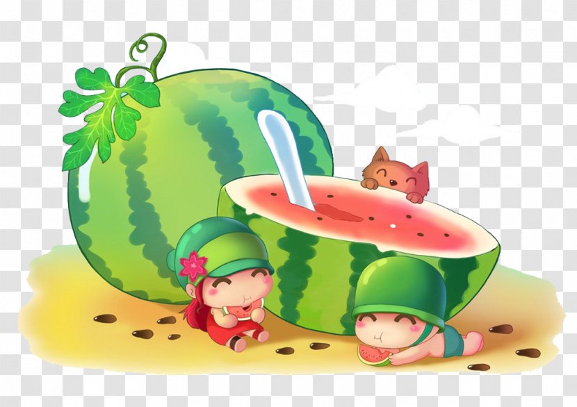 Watermelon Eating Child Cartoon Illustration - Organism - Creative Transparent PNG