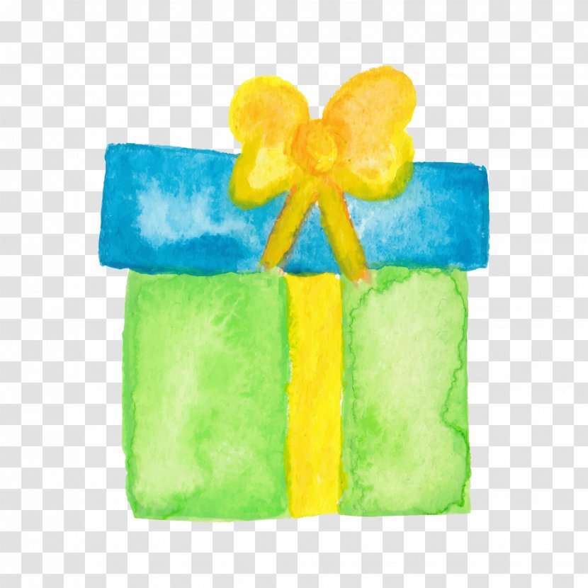 Watercolor Gift Box - Ribbon - Green Transparent PNG