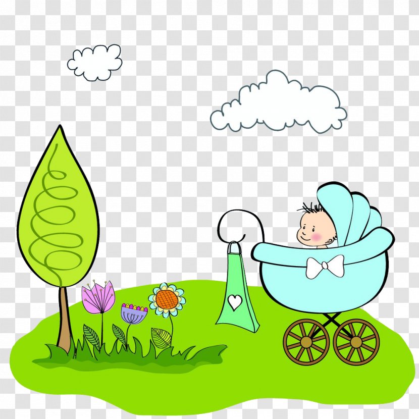 Infant Boy Illustration - Tree - HD Baby Stroller Inside The Buckle-free Material Transparent PNG