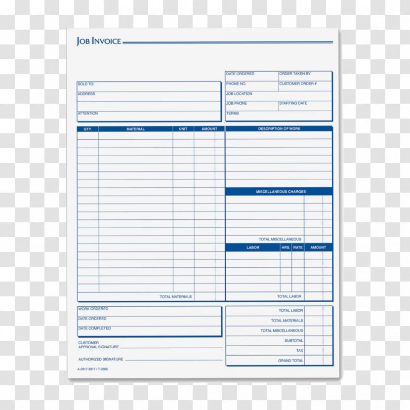 Invoice Form Template Accounting Paper - Area Transparent PNG