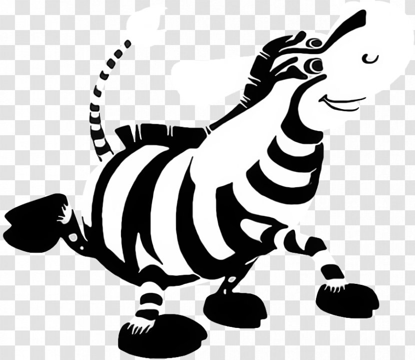 Animal Figure Cartoon Clip Art Zebra Line - Blackandwhite - Terrestrial Transparent PNG