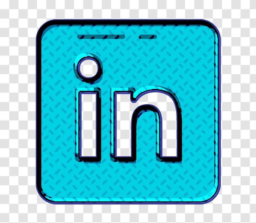 Linkedin Icon Button Logo - Turquoise - Electric Blue Azure Transparent PNG