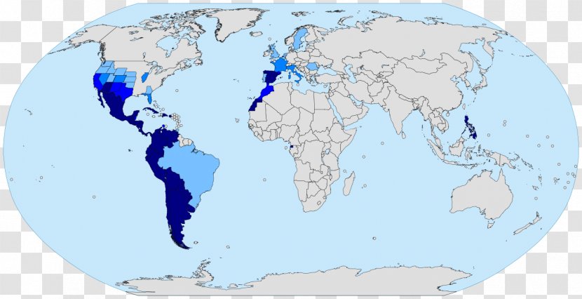 World Map Geography Spanish - Water - Wave Shading Transparent PNG