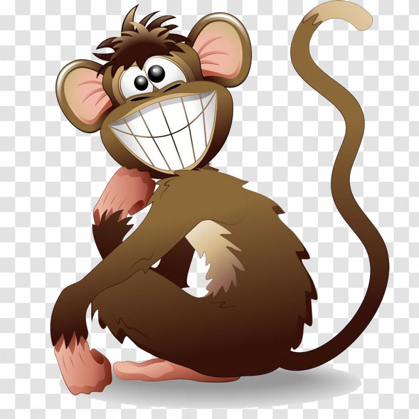 Cartoon Laughter - Cat Like Mammal - Lovely Grin Monkey Transparent PNG