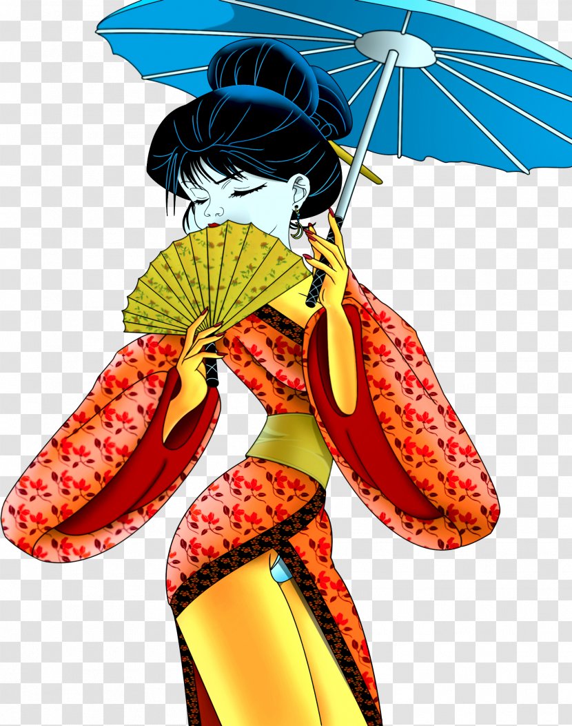 Art Geisha Painting Woman Drawing - Parasol Transparent PNG