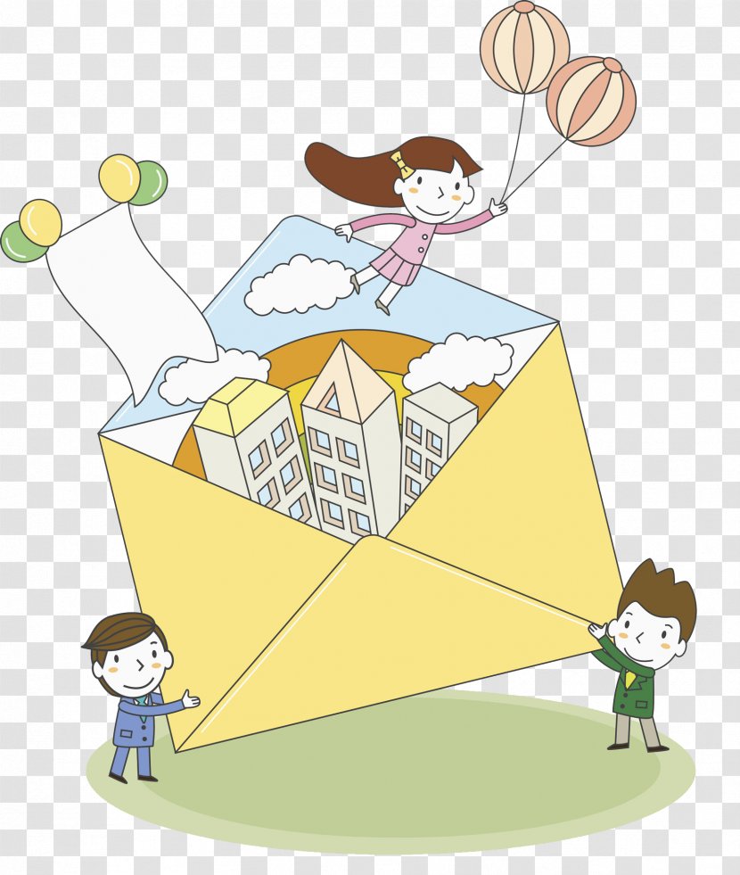 Child Flight Clip Art - Material - Happy In The Envelope Transparent PNG