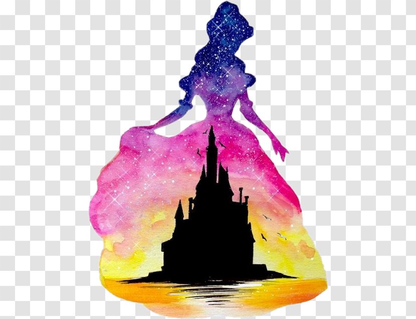Disney Princess Belle Aurora Ariel Painting - Beauty And The Beast Silhouette Etsy Transparent PNG