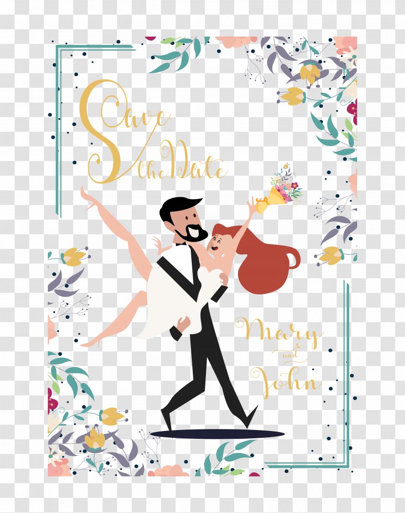 Wedding Graphic Design Illustration - Cartoon - Man Princess Hug Transparent PNG