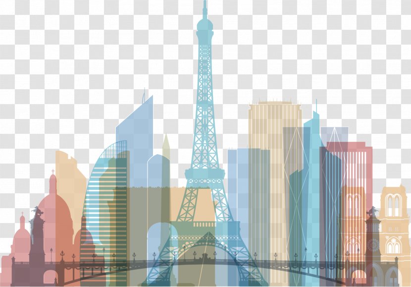 Paris Skyline Poster Clip Art - Building - Color City Architectural Pattern Transparent PNG