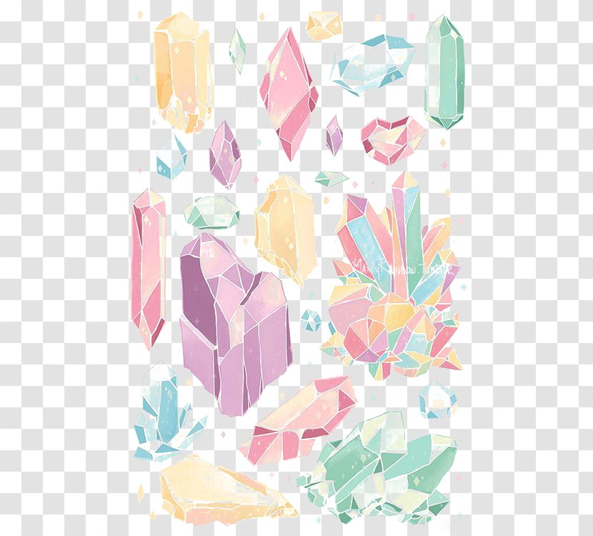 Crystal Drawing Gemstone Mineral Illustration - Hand-painted Diamonds Transparent PNG