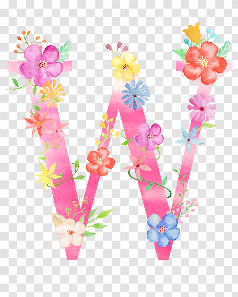 Letter Birthday W - Blossom - Flowers Transparent PNG
