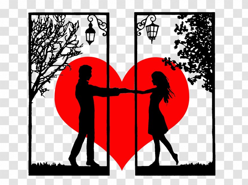 Silhouette Clip Art - Tree - Couple In Love Transparent PNG
