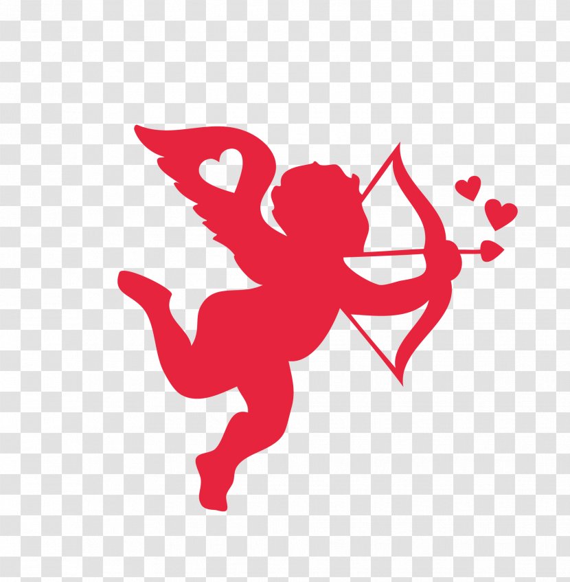 Valentines Day Heart Icon - Silhouette - Cupid Archery Transparent PNG