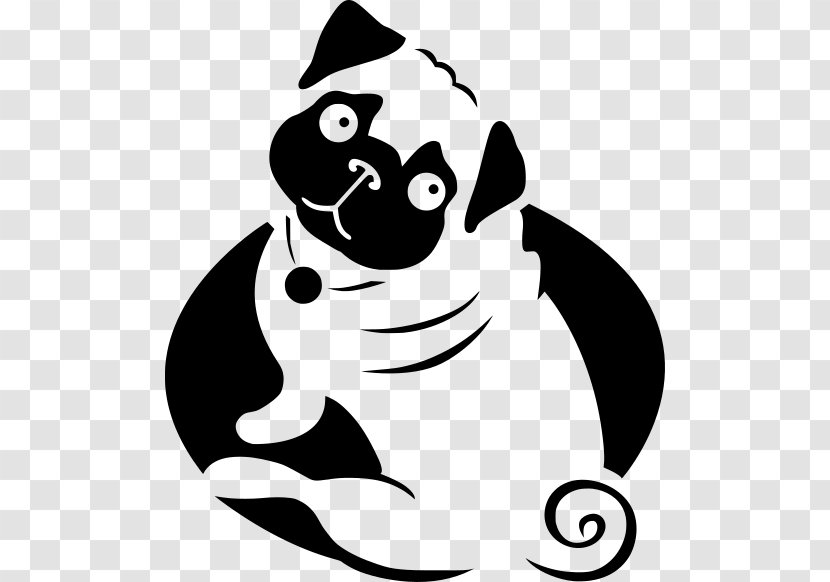 Pug Cartoon Line Art Black-and-white Snout - Blackandwhite - Stencil Transparent PNG