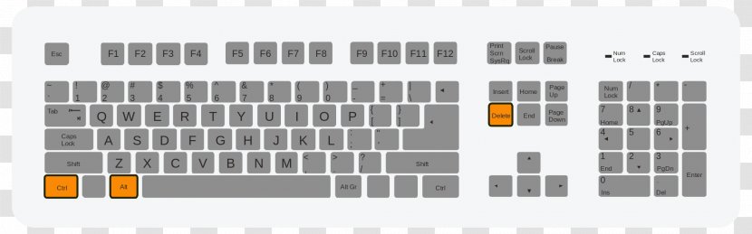 Computer Keyboard Control-Alt-Delete Delete Key Control Alt - Text - Button Transparent PNG