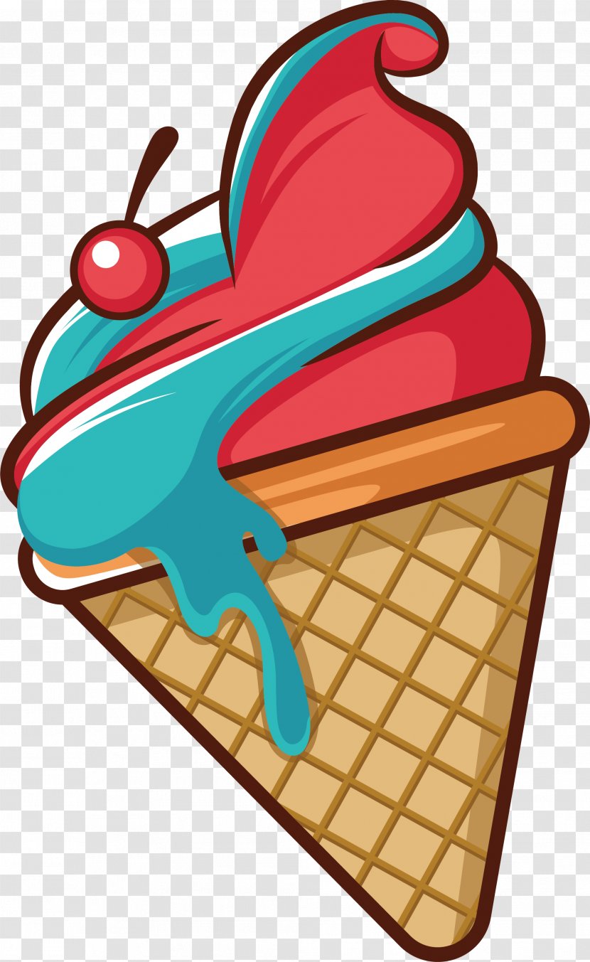 Strawberry Ice Cream Cone Clip Art - Animation - Cartoon Pattern Transparent PNG