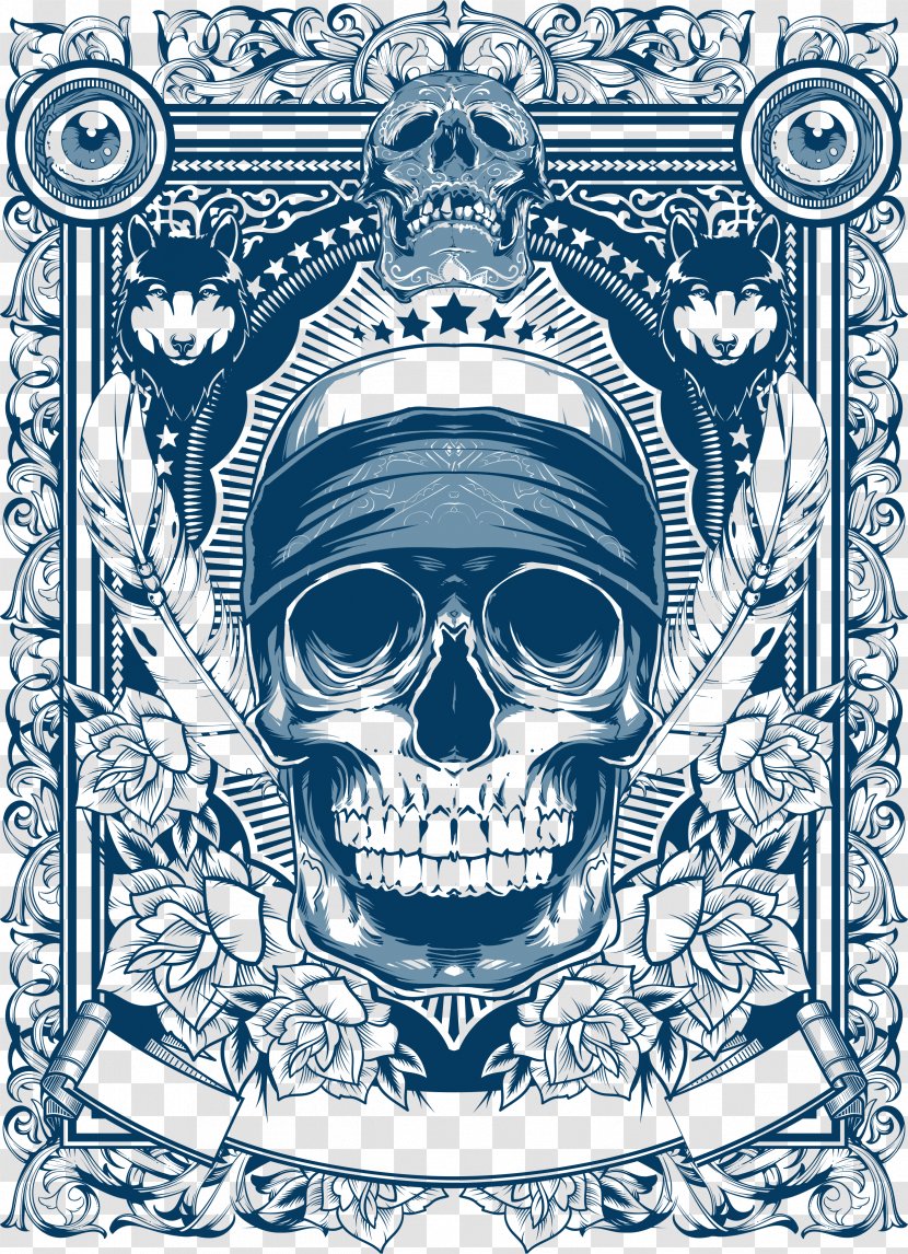 T-shirt Graffiti Skull - Flower - Europe And America Vector Illustration Material Transparent PNG