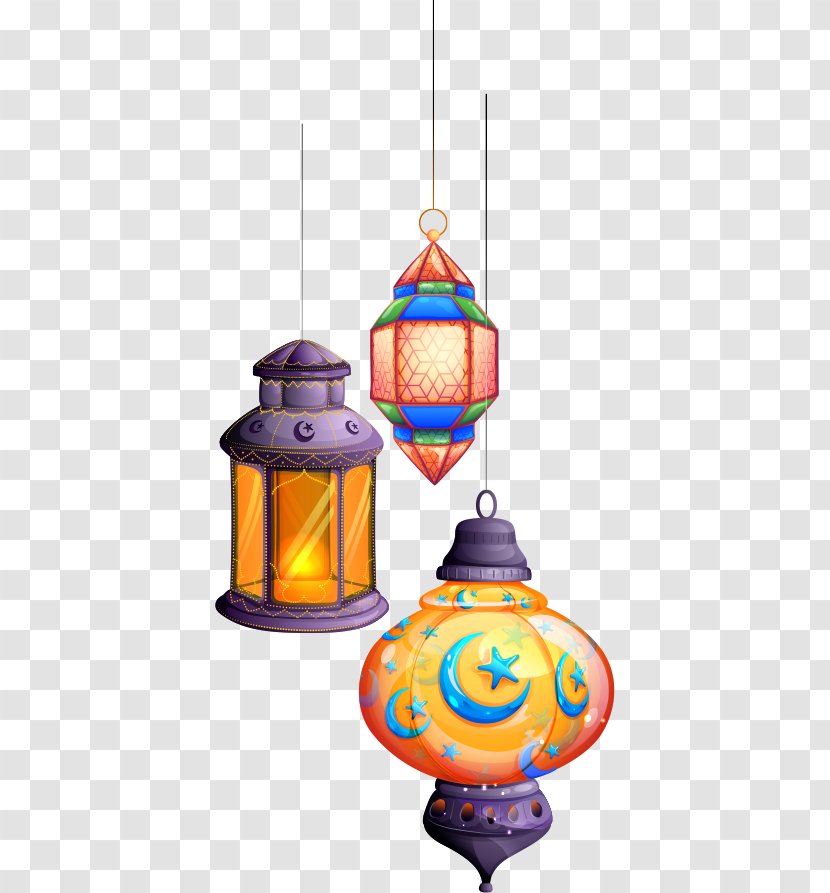 Eid Al-Fitr Mubarak Al-Adha - Lantern - Vector Five Color Fantasy Light Chandelier Transparent PNG