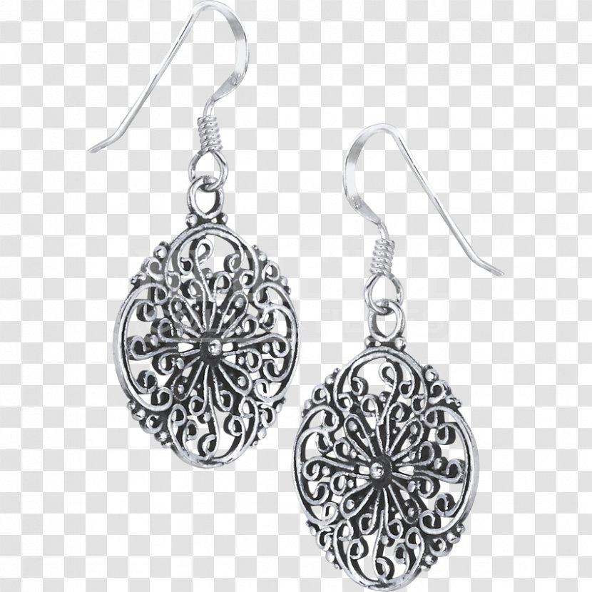 Locket Earring Silver Body Jewellery - Flower Jewelry Transparent PNG