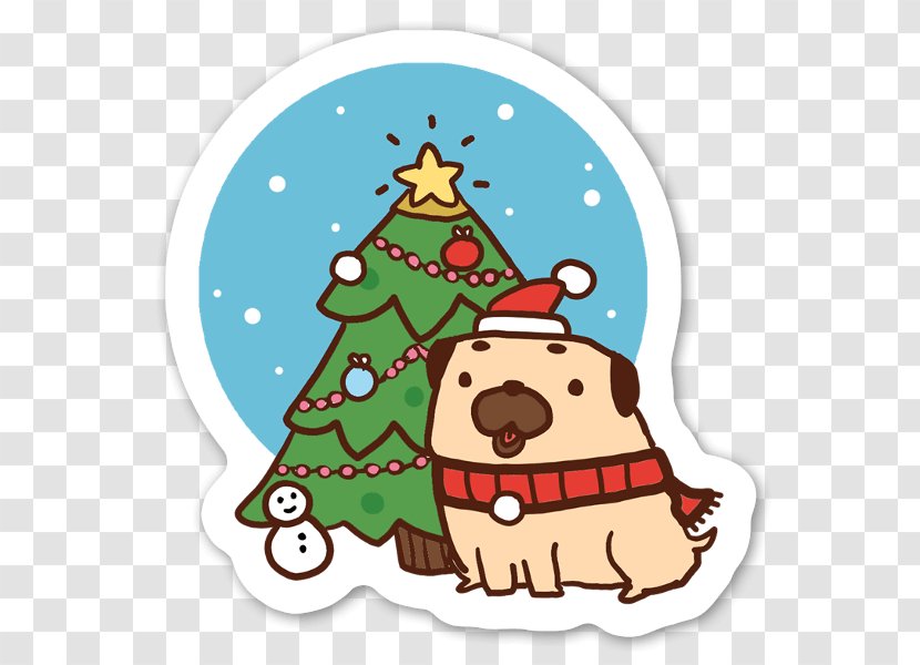 Christmas Tree Day Pug Sticker Yule - Religious Festival Transparent PNG