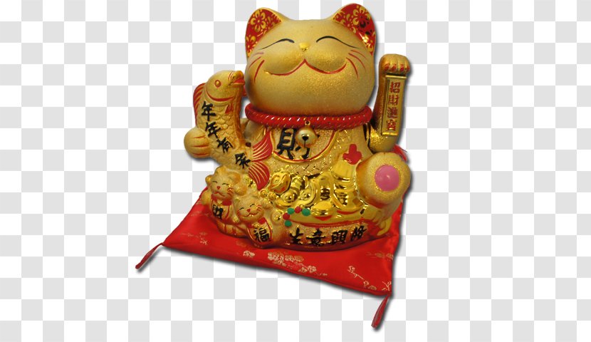 Cat Maneki-neko Luck Paw Figurine - Statue Transparent PNG