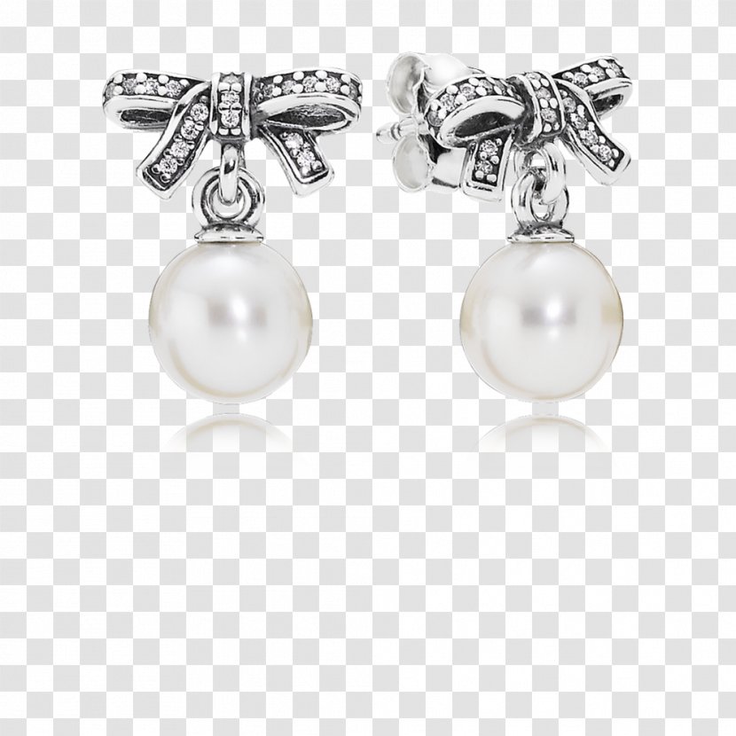 Earring Pandora Cubic Zirconia Cultured Freshwater Pearls - Fashion Accessory Transparent PNG