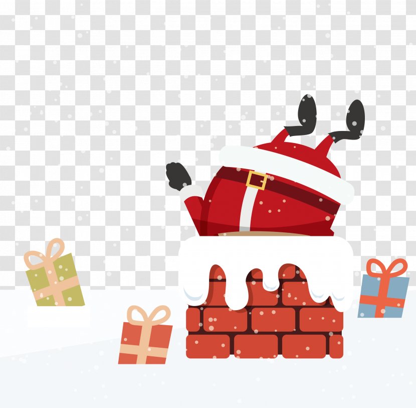 Santa Claus Chimney - Cartoon Distributed Gifts Transparent PNG