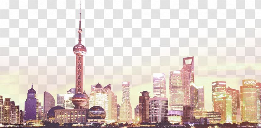 The Bund Oriental Pearl Tower Clip Art - Lavender Atmosphere City Border Texture Transparent PNG