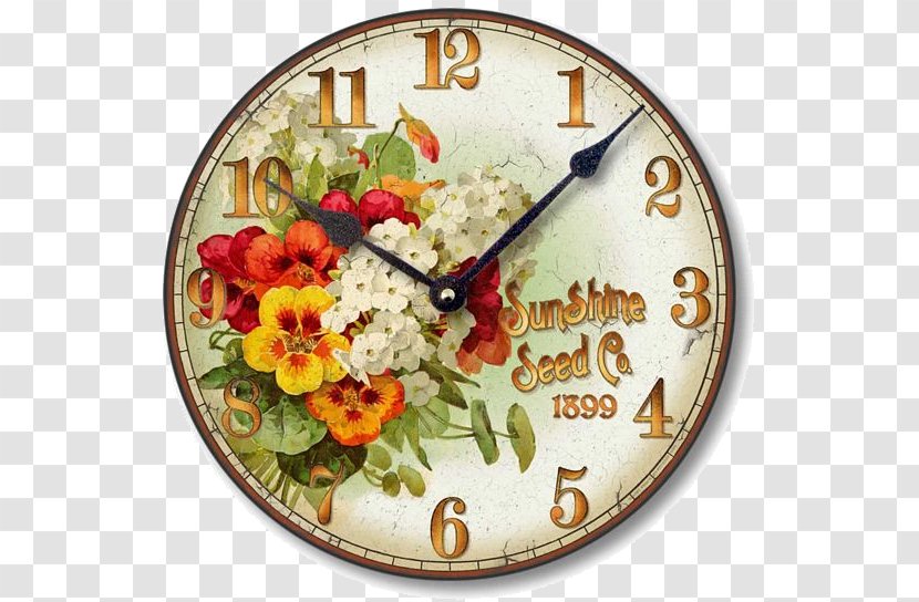 Floral Clock Face Alarm - Room - Pastoral English Style Watches Transparent PNG