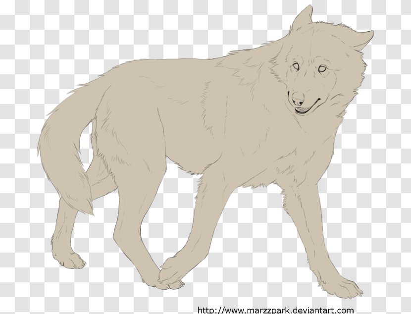 Wolf Walking African Wild Dog Line Art Drawing - Carnivoran - Lovely Text Transparent PNG