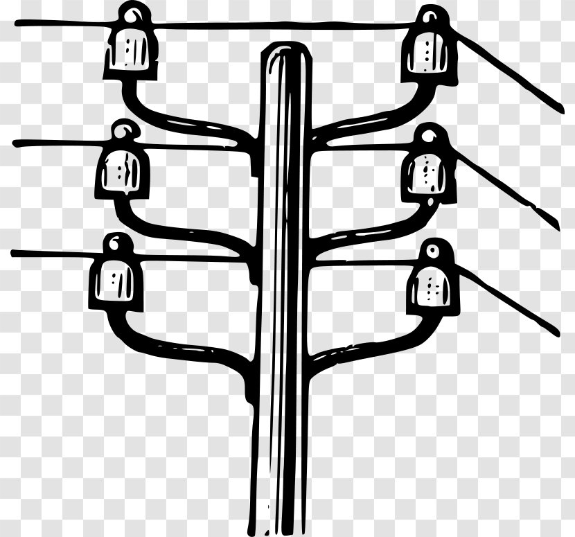 Utility Pole Electricity Overhead Power Line Electric Clip Art - Silhouette - Lines Clipart Transparent PNG