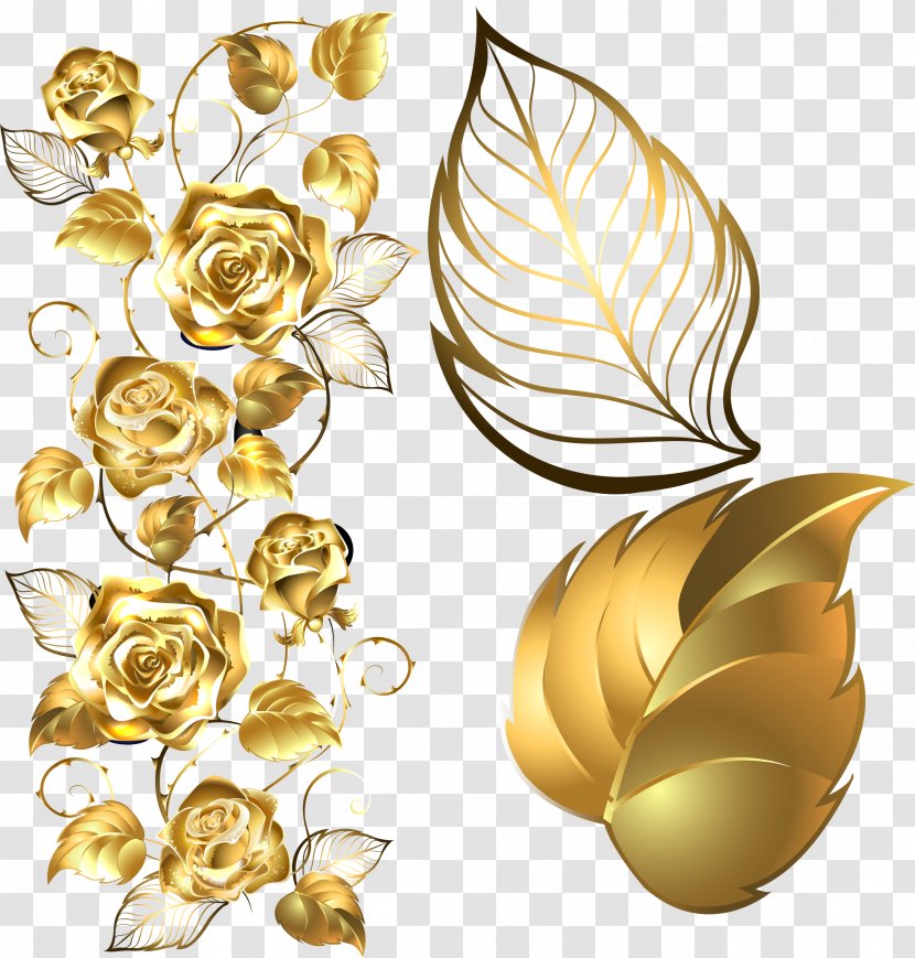 Beach Rose Golden Flower - Decorative Elements Transparent PNG