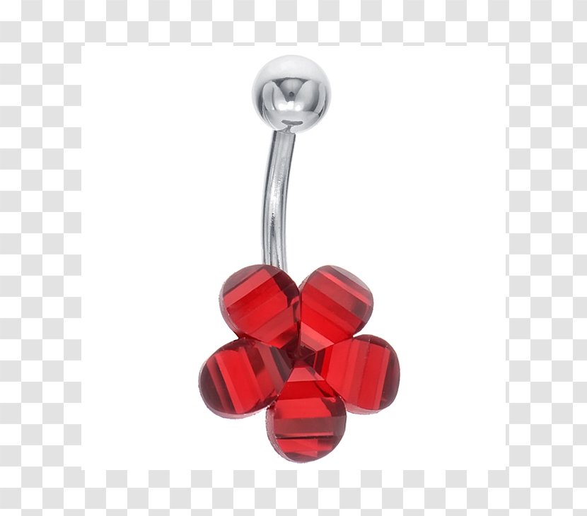 Earring Silver Body Jewellery - Red Transparent PNG