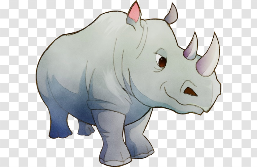 Rhinoceros Black Rhinoceros Cartoon Animal Figure White Rhinoceros Transparent PNG