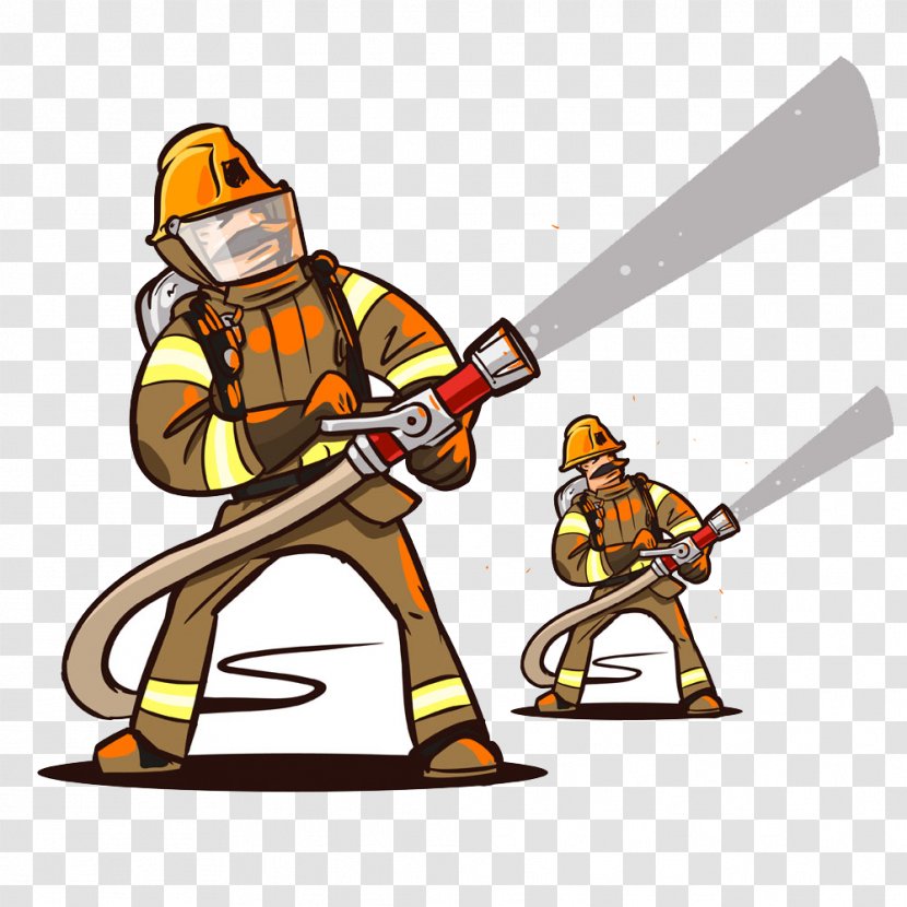 Firefighter Fire Hose Cartoon - Royaltyfree - Fireman Sketch Transparent PNG